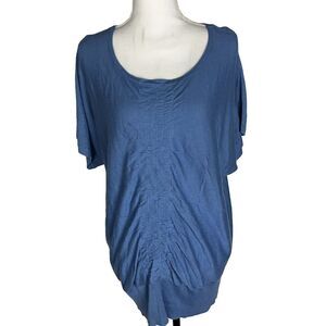 Design History Ladies Knit Blue Top Short Sleeve Size L New